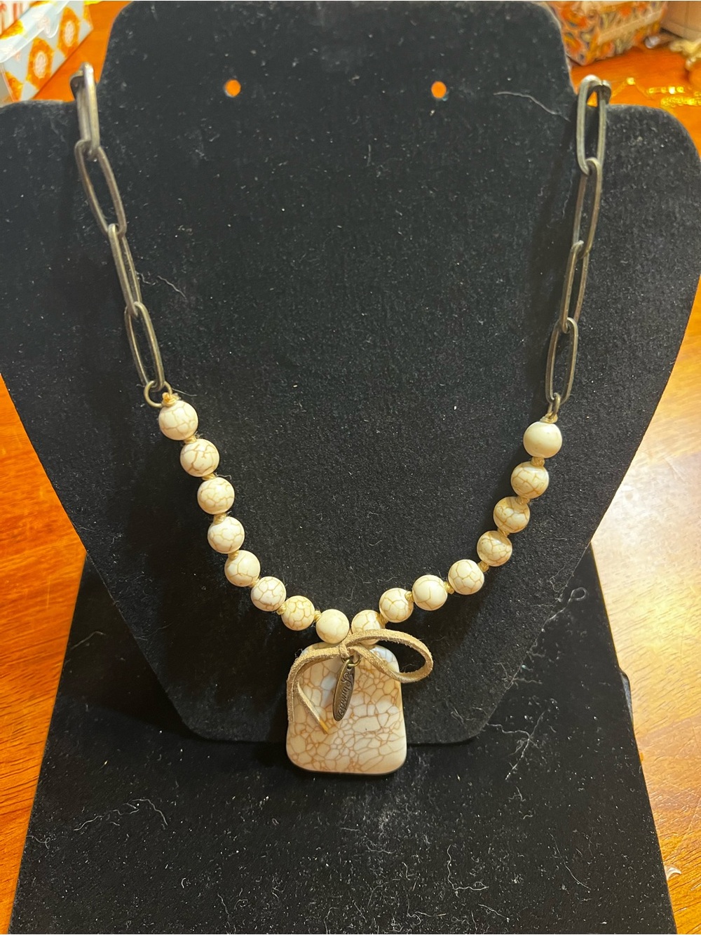 Plunder Cream Beaded Necklace with Pendant